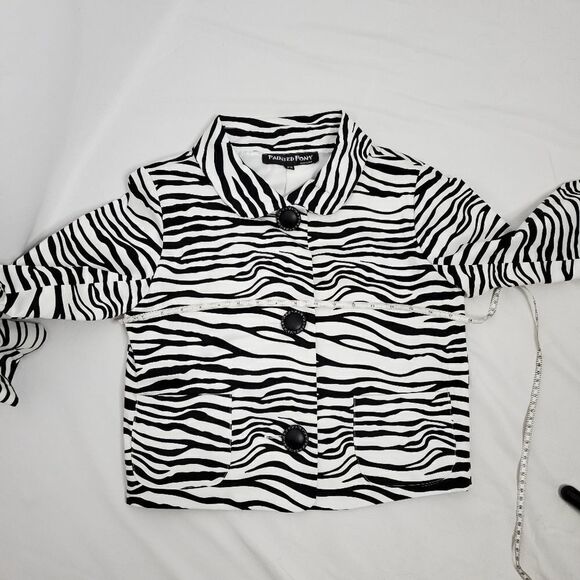 NEW VINTAGE 90s Painted Pony zebra print button up crop jacket XS - Picture 9 of 10